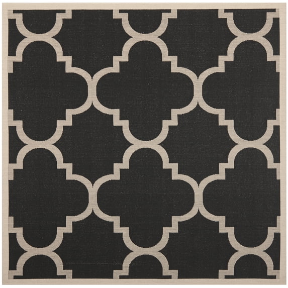 Safavieh Courtyard Becky Geometric Indoor/Outdoor Area Rug, Black/Beige, 7'10" x 7'10" Square