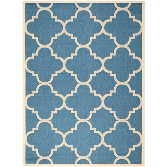 Safavieh Courtyard Becky Quatrefoil Indoor/Outdoor Area Rug, 8'11" x 12', Blue/Beige