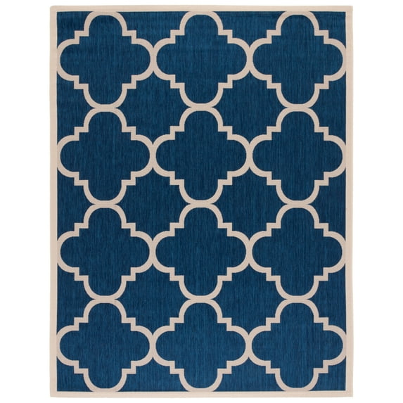 Safavieh Courtyard Becky Quatrefoil Indoor/Outdoor Area Rug, 8' x 11', Navy/Beige