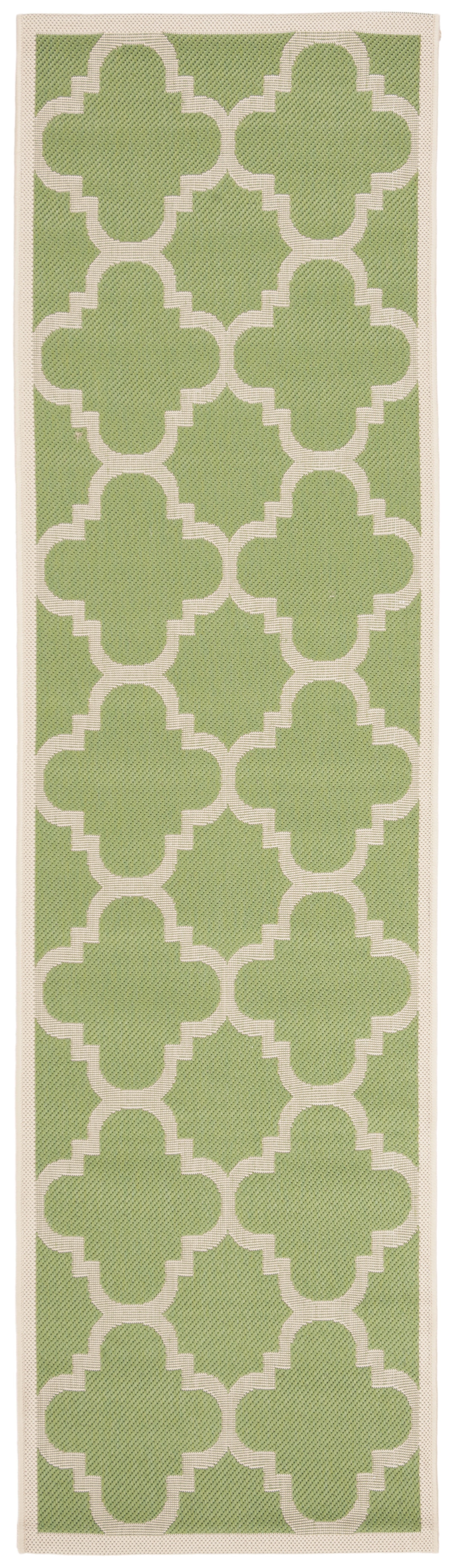 Safavieh Courtyard Becky Geometric Indoor/Outdoor Runner Rug, Green/Beige, 2'3" x 10'