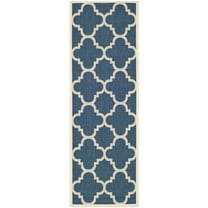 Safavieh Courtyard Becky Quatrefoil Indoor/Outdoor Runner Rug, 2'3" x 10', Navy/Beige