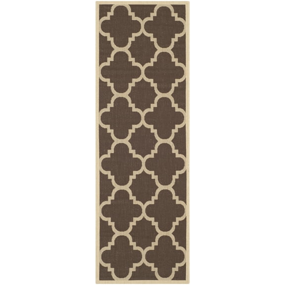 Safavieh Courtyard Becky Quatrefoil Indoor/Outdoor Runner Rug, 2'3" x 8', Dark Brown