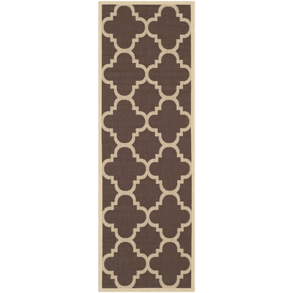 Safavieh Courtyard Becky Geometric Indoor/Outdoor Runner Rug, Dark Brown, 2'3" x 12'