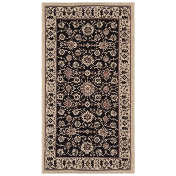 Safavieh Courtyard Blake Oriental Indoor/Outdoor Area Rug, Creme/Black, 2'7" x 5'