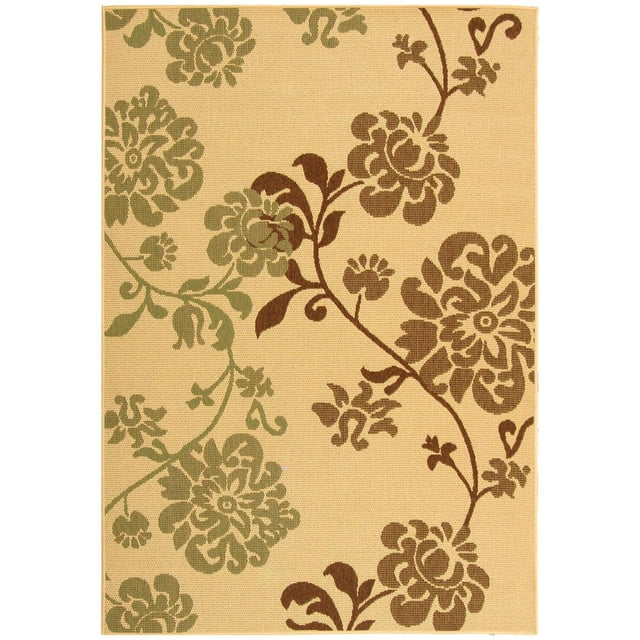 Transitional Rug - Courtyard Polypropylene -Natural/Multi-Color:Natural Brown/Olive,Design:Transitional,Shape:Rectangle,Size:7'7"L x 5'3"W