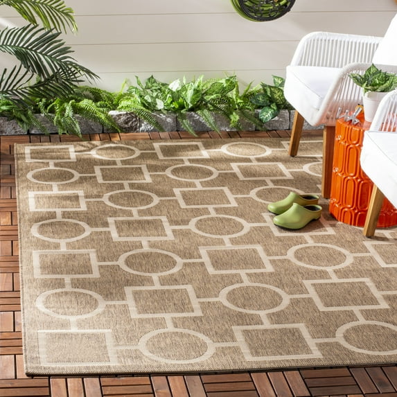 SAFAVIEH Indoor Outdoor CY6925-242 Courtyard Brown / Bone Rug