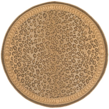 Safavieh Courtyard Candace Cheetah Print Indoor/Outdoor Area Rug, 5'3" x 5'3" Round, Natural/Gold