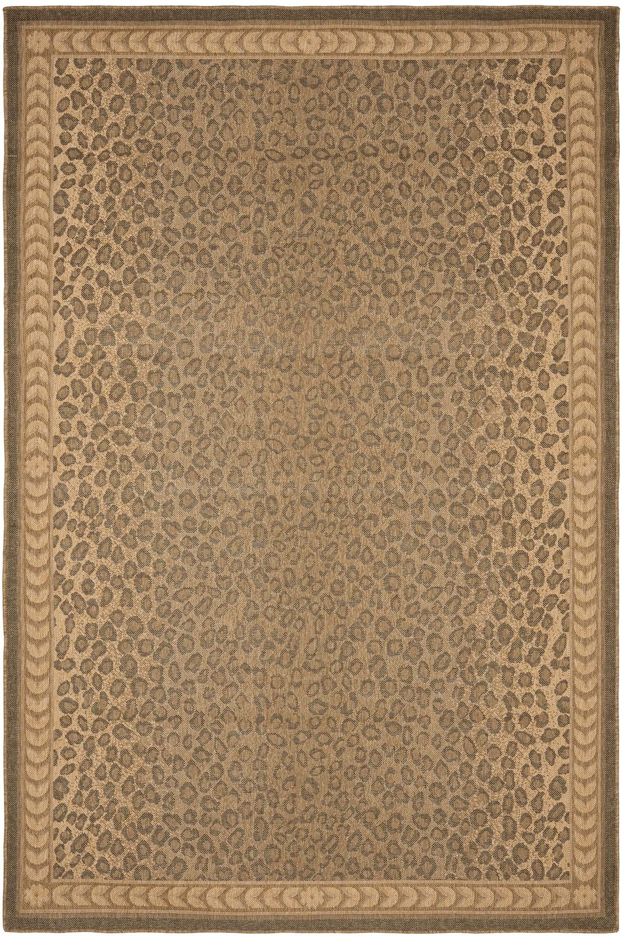 Natural Gold Leopard Print Low Pile Outdoor Area Rug