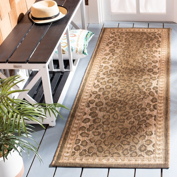 Safavieh Courtyard Candace Spotted Indoor/Outdoor Runner Rug, Natural/Gold, 2'3" x 10'