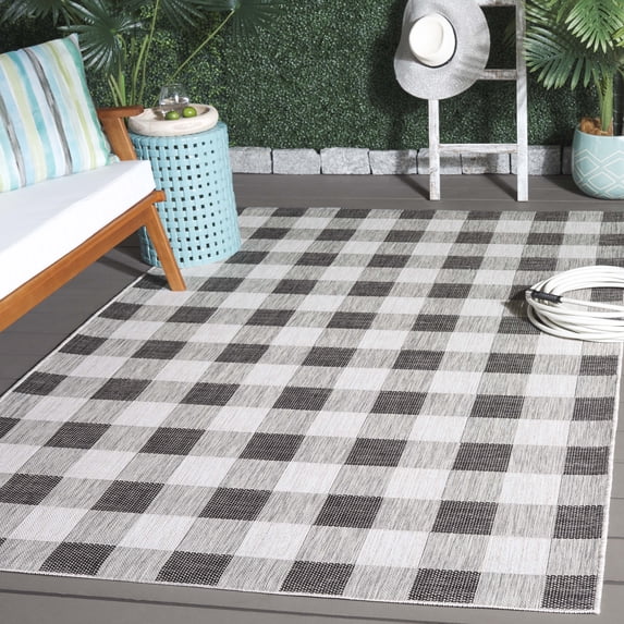 Safavieh Courtyard Talbot Checkered Indoor/Outdoor Area Rug, Gray/Dark Gray, 6'7" x 6'7" Square
