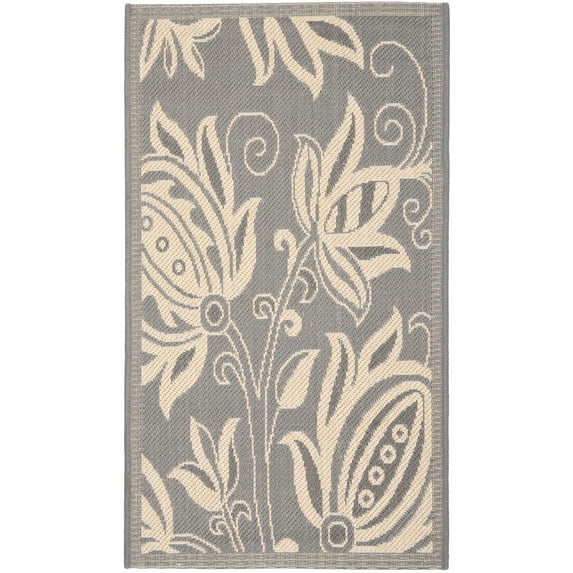 Safavieh Courtyard Crystal Floral Indoor/Outdoor Area Rug, Gray/Natural, 2'7" x 5'