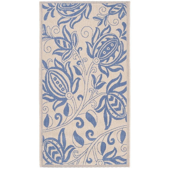Safavieh Courtyard Crystal Floral Indoor/Outdoor Area Rug, Natural/Blue, 2'7" x 5'