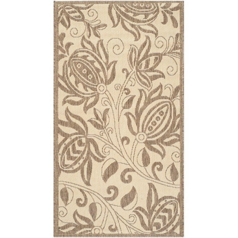 2' x 3' Beige Floral Indoor Outdoor Area Rug 2' x 3' Beige Floral Indoor Outdoor Area Rug