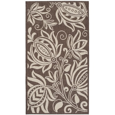 Safavieh Courtyard Crystal Floral Indoor/Outdoor Indoor/Outdoor Area Rug, 4' x 5'7", Chocolate/Natural