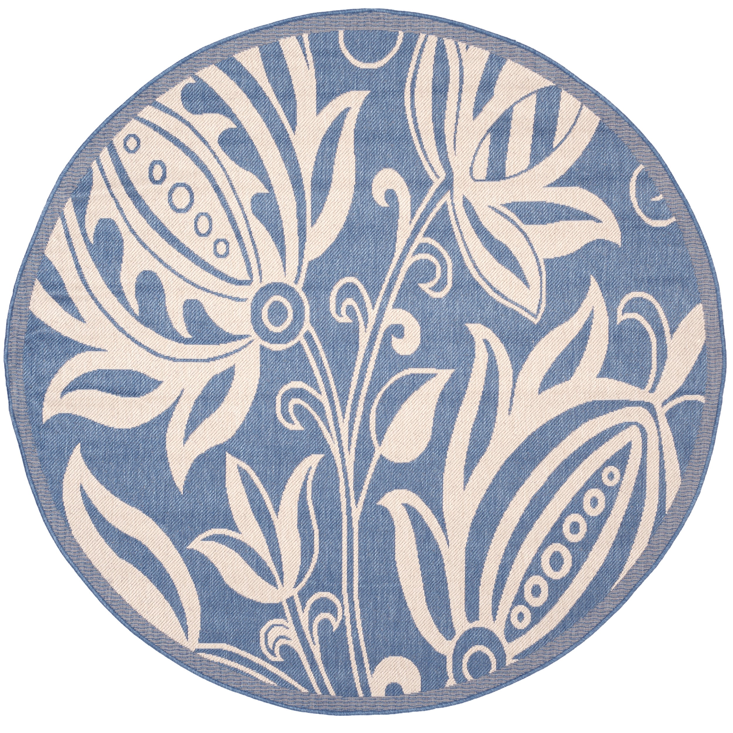 Safavieh Courtyard Crystal Floral Indoor/Outdoor Area Rug, Blue/Natural, 5'3" x 5'3" Round