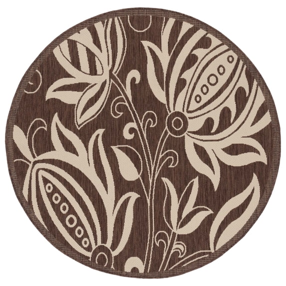 Safavieh Courtyard Crystal Floral Indoor/Outdoor Area Rug, Chocolate/Natural, 6'7" x 6'7" Round