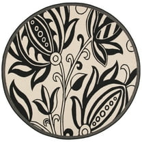 Safavieh Courtyard Crystal Floral Indoor/Outdoor Indoor/Outdoor Area Rug, 6'7" x 6'7" Round, Sand/Black