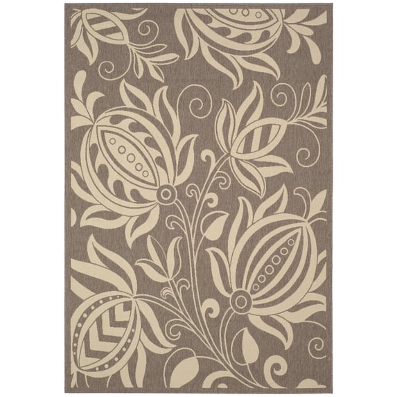 Safavieh Courtyard Crystal Floral Indoor/Outdoor Area Rug, Brown/Natural, 6'7" x 9'6"