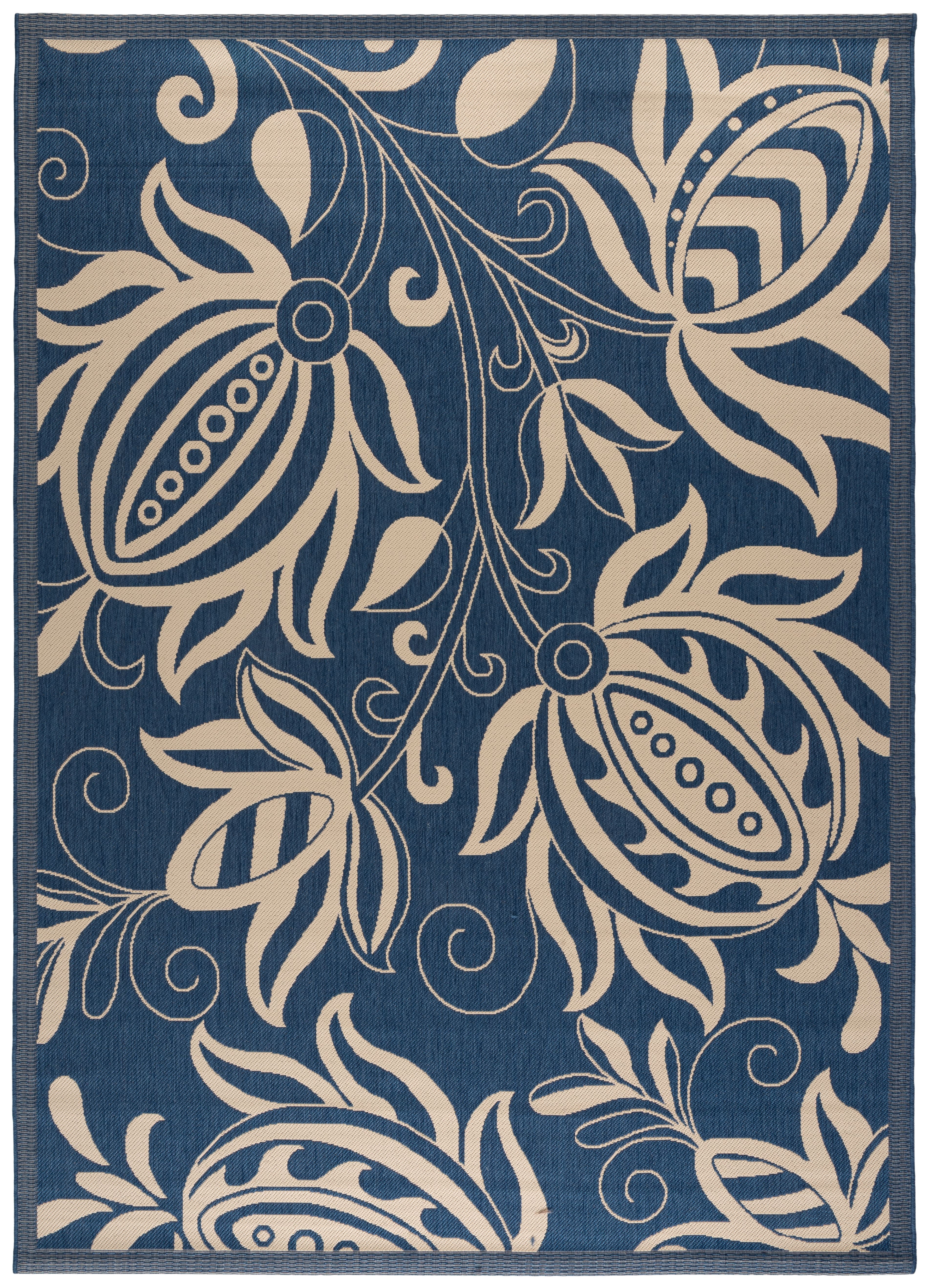 Safavieh Courtyard Crystal Floral Indoor/Outdoor Area Rug, Blue/Natural, 9' x 12'