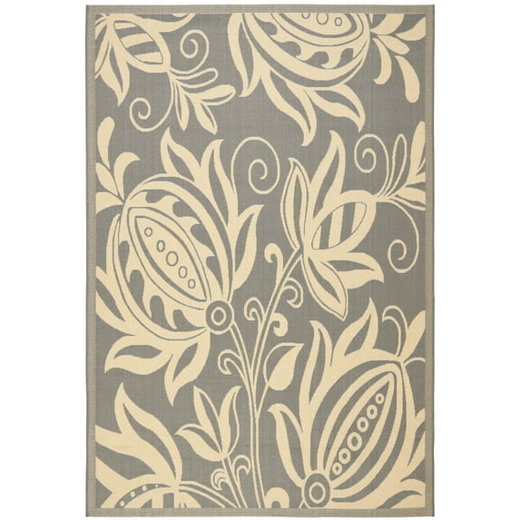 Safavieh Courtyard Crystal Floral Indoor/Outdoor Area Rug, Gray/Natural, 9' x 12'