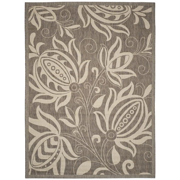 Safavieh Courtyard Crystal Floral Indoor/Outdoor Area Rug, Brown/Natural, 9' x 12'
