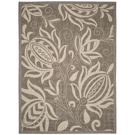 Safavieh Courtyard Crystal Floral Indoor/Outdoor Area Rug, Brown/Natural, 9' x 12'