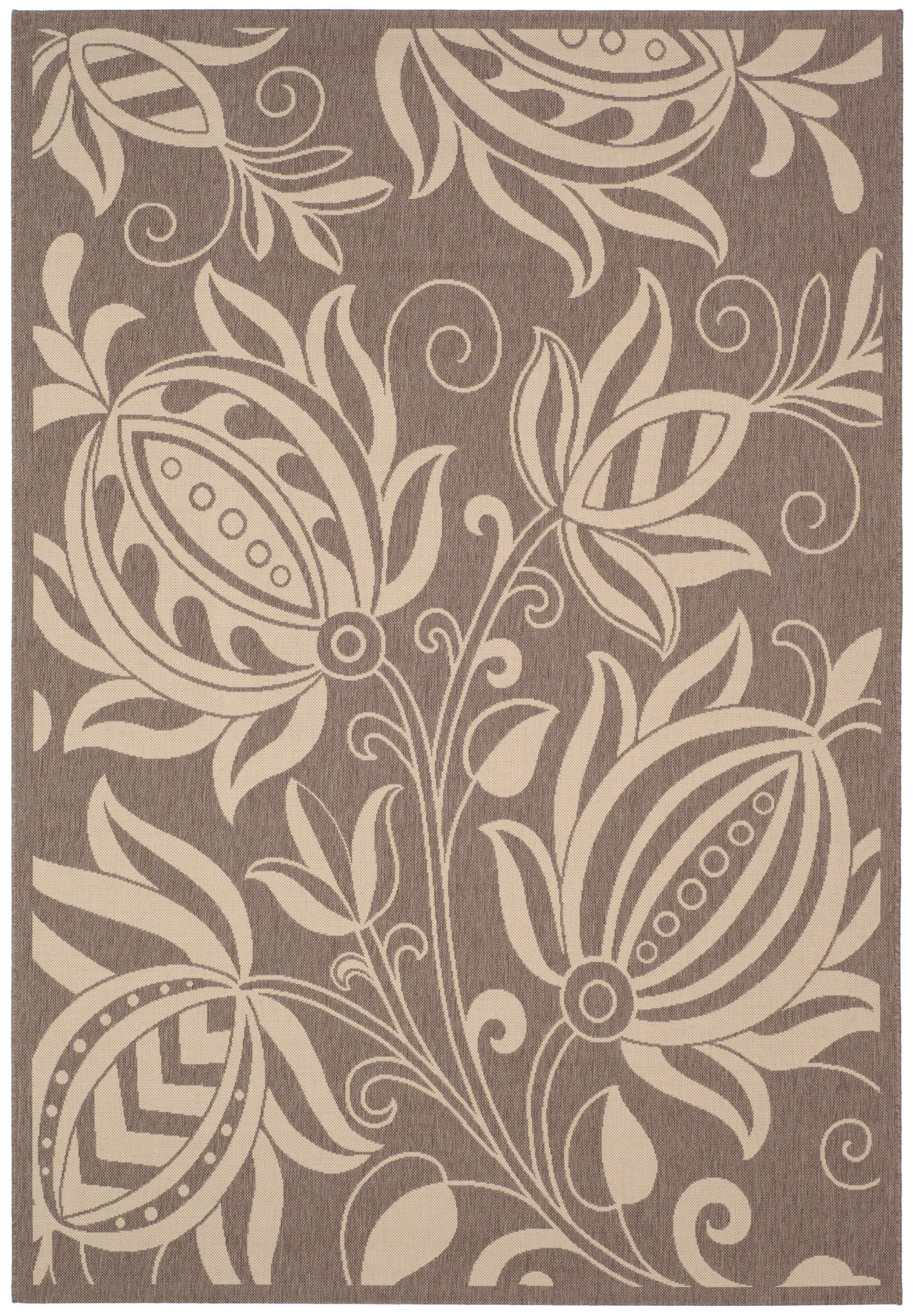 Reversible Brown and Natural 9' x 12' Synthetic Area Rug