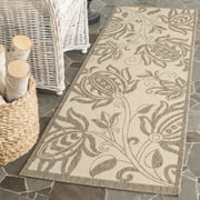 Safavieh Courtyard Crystal Floral Indoor/Outdoor Runner Rug, Natural/Brown, 2'3" x 6'7"