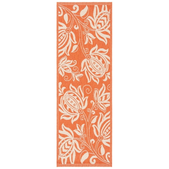 Safavieh Courtyard Crystal Floral Indoor/Outdoor Runner Rug, Terracotta/Natural, 2'3" x 6'7"