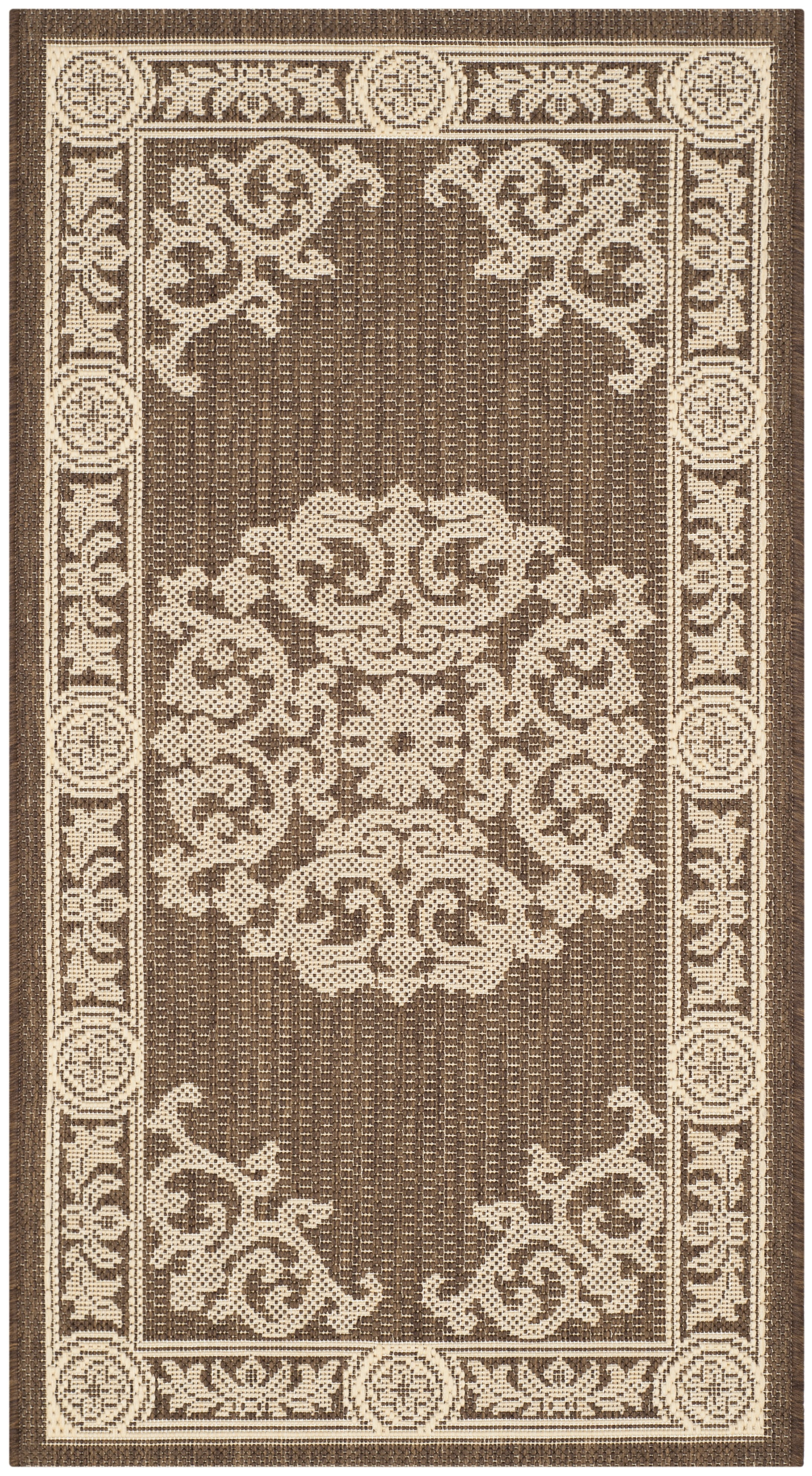 Safavieh Courtyard Cynthia Oriental Indoor/Outdoor Area Rug, Chocolate/Natural, 2' x 3'7"