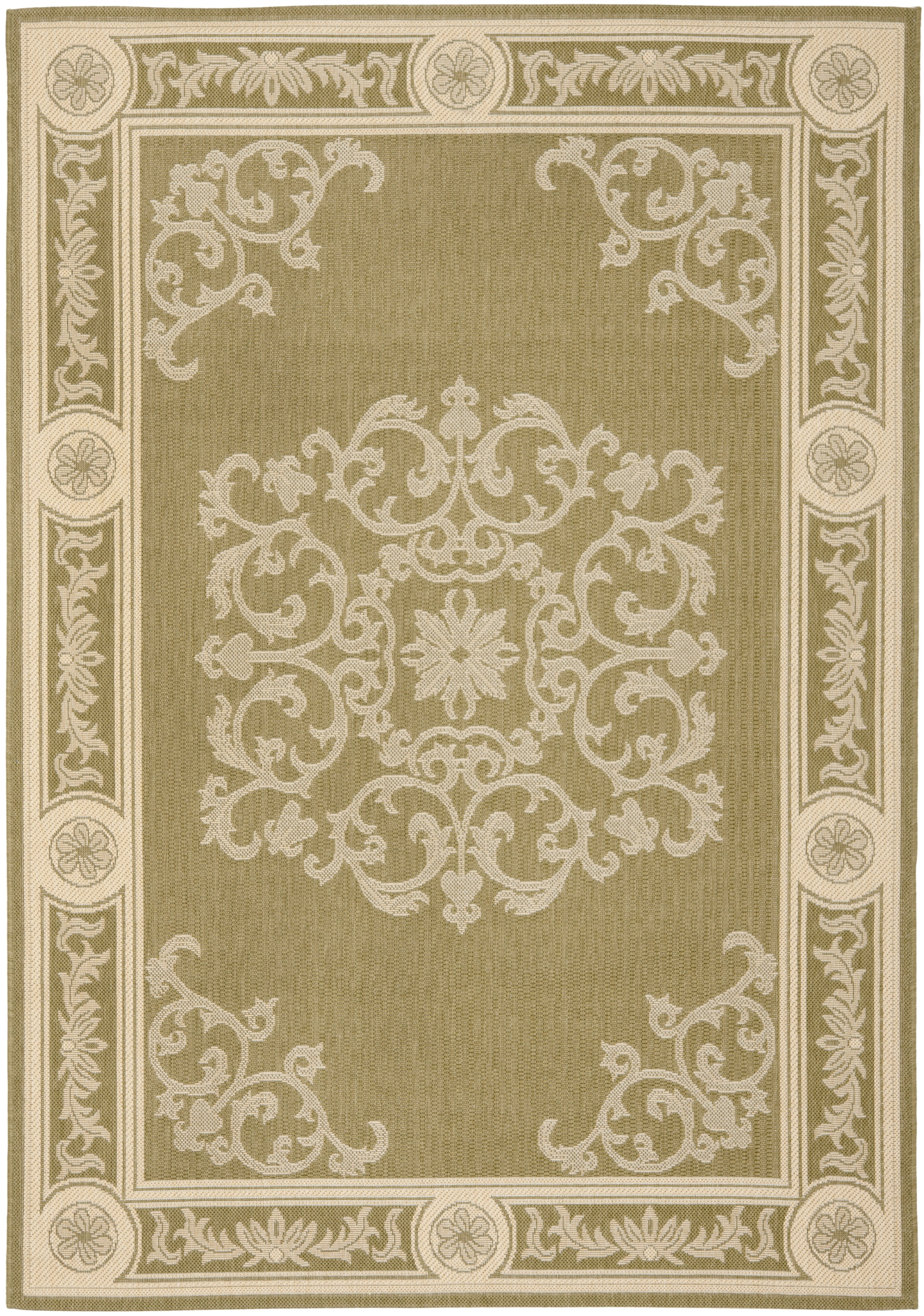 Safavieh Courtyard Cynthia Oriental Indoor/Outdoor Area Rug, Olive/Natural, 5'3" x 7'7"
