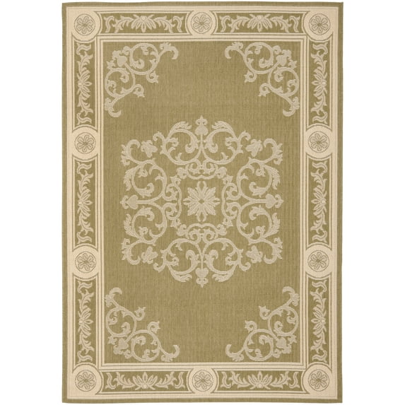 Safavieh Courtyard Cynthia Oriental Indoor/Outdoor Area Rug, Olive/Natural, 6'7" x 9'6"