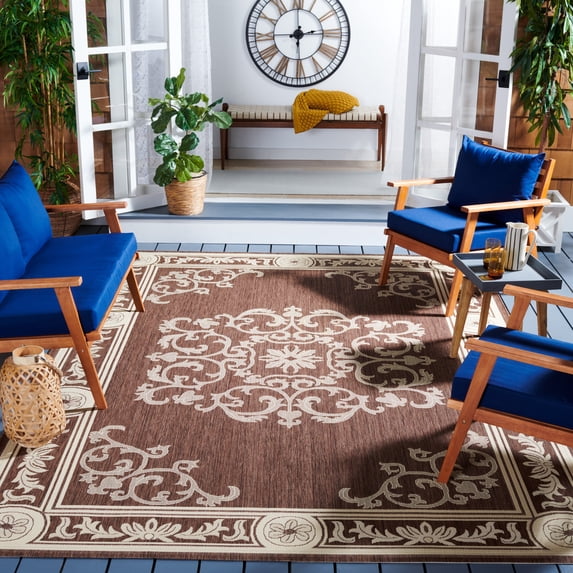 Safavieh Courtyard Cynthia Oriental Indoor/Outdoor Area Rug, Chocolate/Natural, 8' x 11'