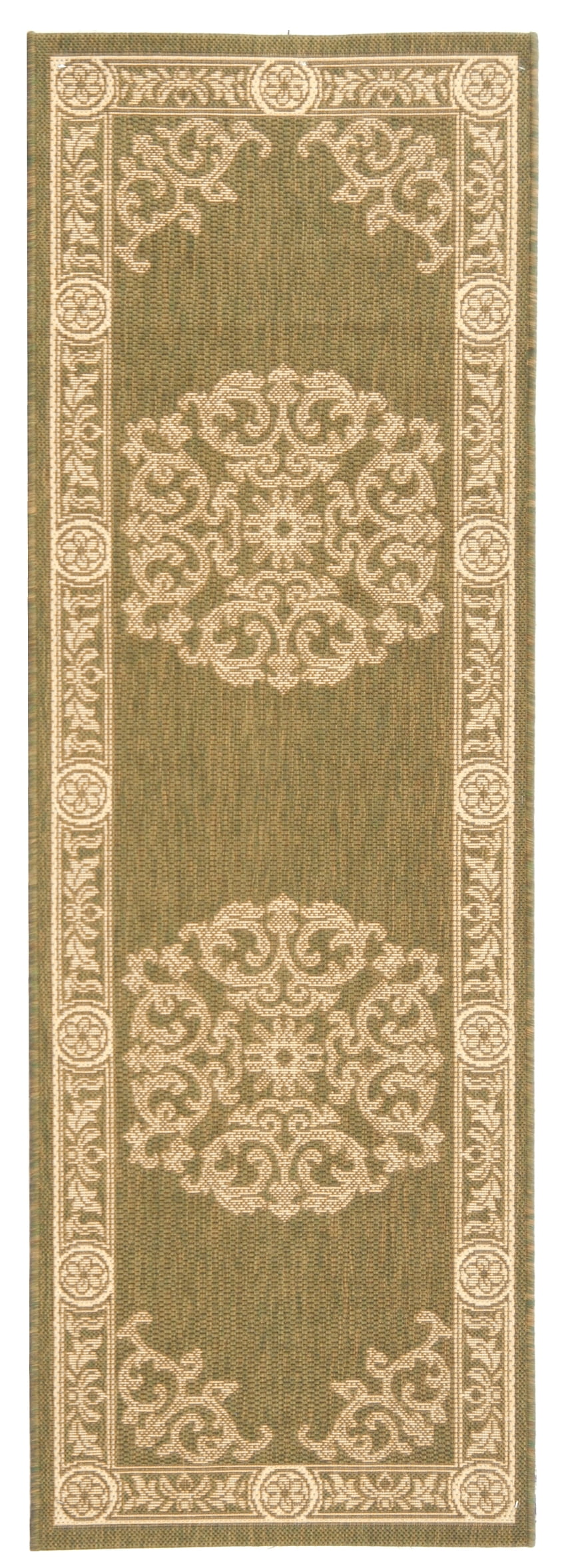 Safavieh Courtyard Cynthia Oriental Indoor/Outdoor Runner Rug, Olive/Natural, 2'3" x 6'7"