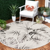 SAFAVIEH Courtyard Keelan Botanical Indoor/Outdoor Area Rug, Ivory/Black, 9' x 12'