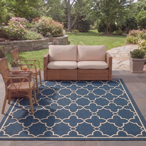 Safavieh Courtyard Harmon Geometric Indoor/Outdoor Area Rug, Blue, 8' x 10'