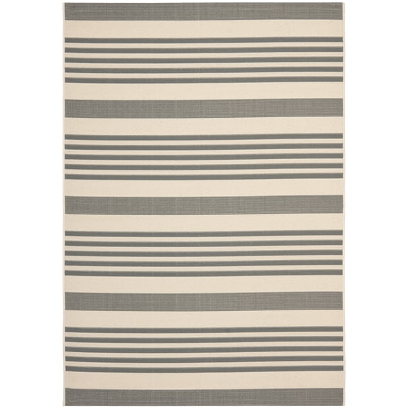 Safavieh Courtyard Caroline Striped Indoor/Outdoor Area Rug, Gray/Bone, 5'3" x 7'7"