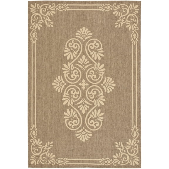 Safavieh Courtyard Nowell Bordered Indoor/Outdoor Area Rug, Brown/Creme, 6'7" x 9'6"