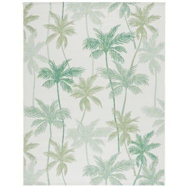 SAFAVIEH Courtyard Jaden Botanical Indoor/Outdoor Area Rug, Ivory/Green, 9' x 12'