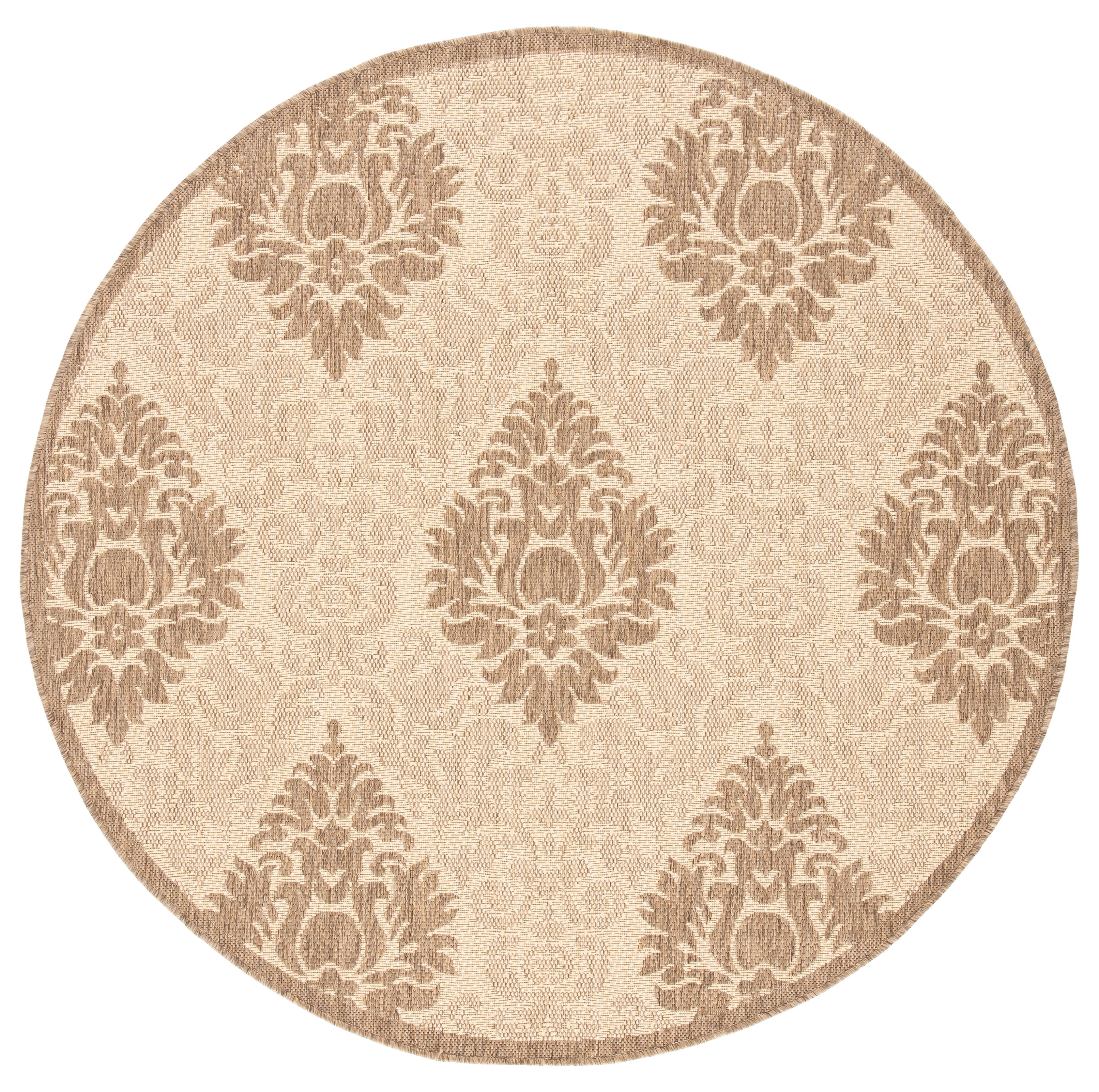 Safavieh Courtyard Jessie Damask Indoor/Outdoor Area Rug, Natural/Brown, 5'3" x 5'3" Round