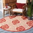 thumbnail image 1 of Safavieh Courtyard Jessie Damask Indoor/Outdoor Area Rug, Natural/Red, 5'3" x 5'3" Round, 1 of 8