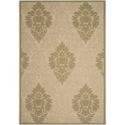 Safavieh Courtyard Jessie Damask Indoor/Outdoor Area Rug, Natural/Olive, 5'3" x 7'7"