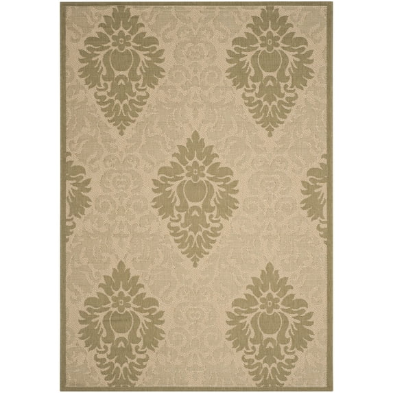 Safavieh Courtyard Jessie Damask Indoor/Outdoor Area Rug, Natural/Olive, 5'3" x 7'7"