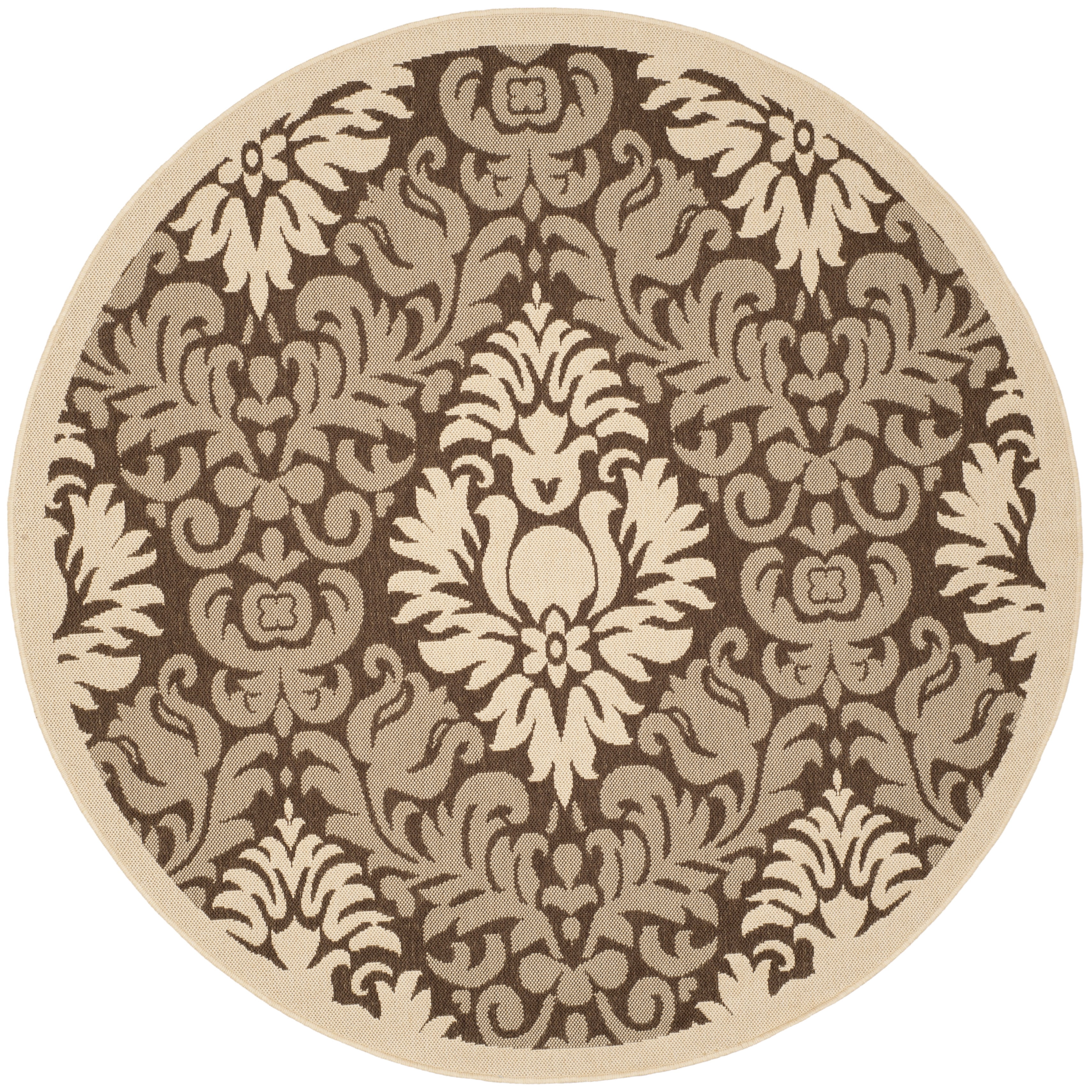 Safavieh Courtyard Jessie Damask Indoor/Outdoor Area Rug, Brown/Natural, 6'7" x 6'7" Round