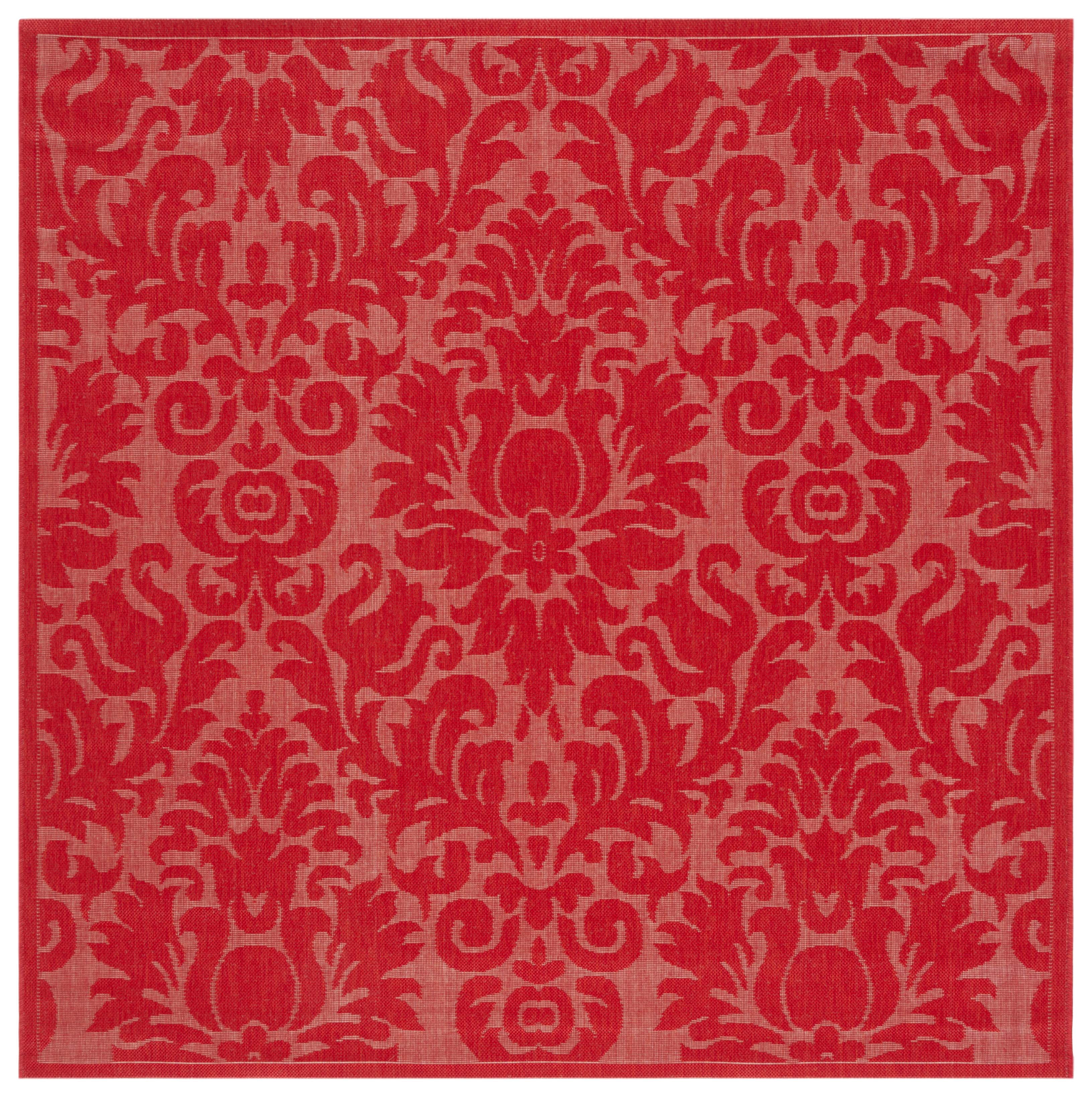 Safavieh Courtyard Jessie Damask Indoor/Outdoor Area Rug, Red, 6'7" x 6'7" Square