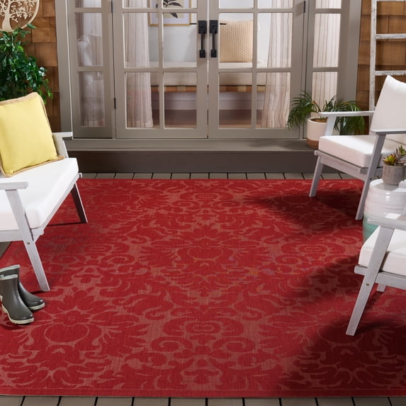 Safavieh Courtyard Jessie Damask Indoor/Outdoor Area Rug, Red, 9' x 12'
