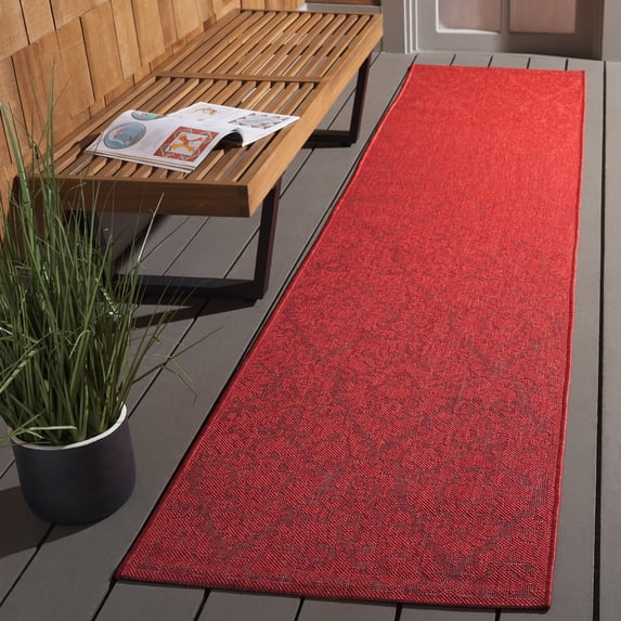 Safavieh Courtyard Jessie Damask Indoor/Outdoor Runner Rug, Red, 2'3" x 10'
