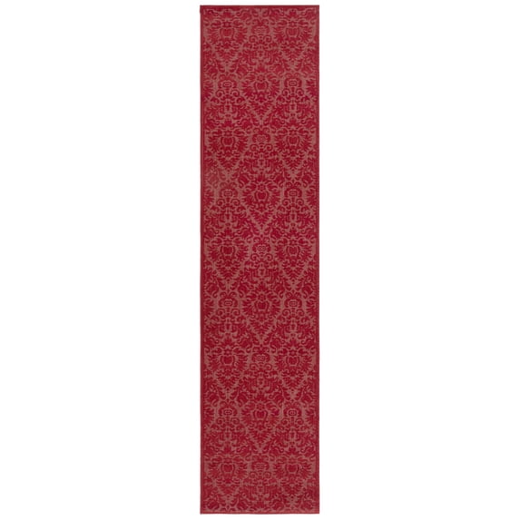 Safavieh Courtyard Jessie Damask Indoor/Outdoor Runner Rug, Red, 2'3" x 14'