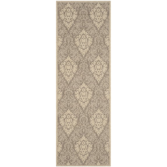 Safavieh Courtyard Jessie Damask Indoor/Outdoor Runner Rug, Brown/Natural, 2'3" x 6'7"