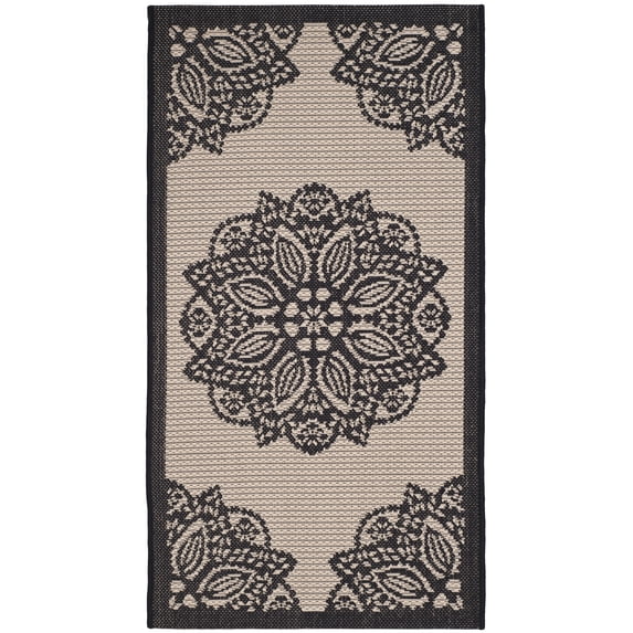 Safavieh Courtyard Millicent Medallion Indoor/Outdoor Area Rug, Beige/Black, 2'7" x 5'